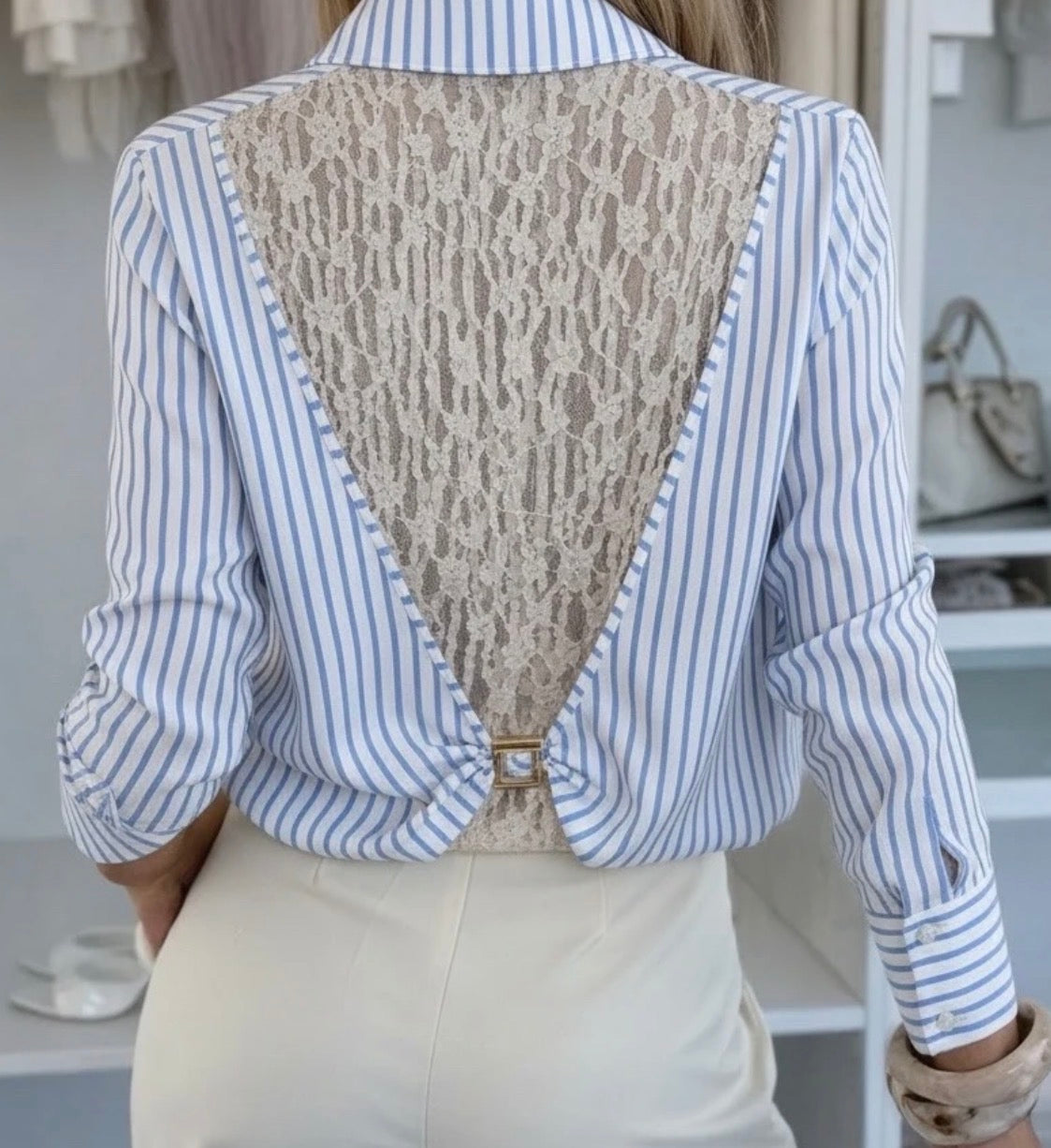 Chemise Dentelle Bleu ciel