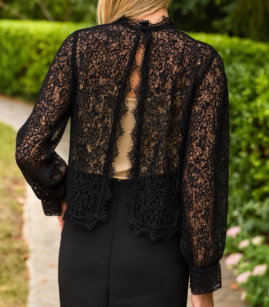 Blouse Noir dos ouvert