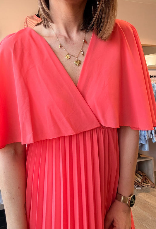 Robe Volante/Plissée Corail