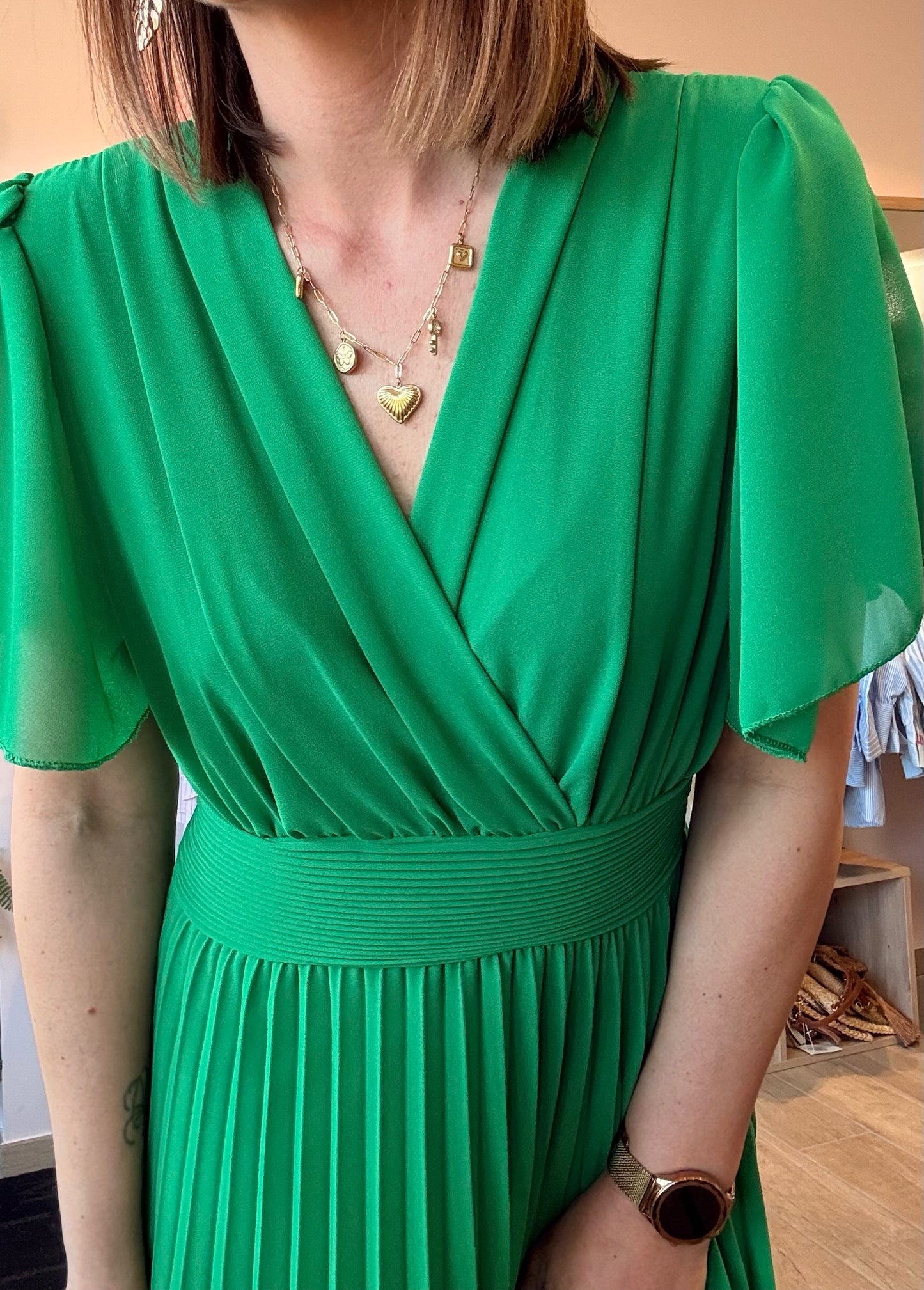 Robe Croisée/Plissée Vert