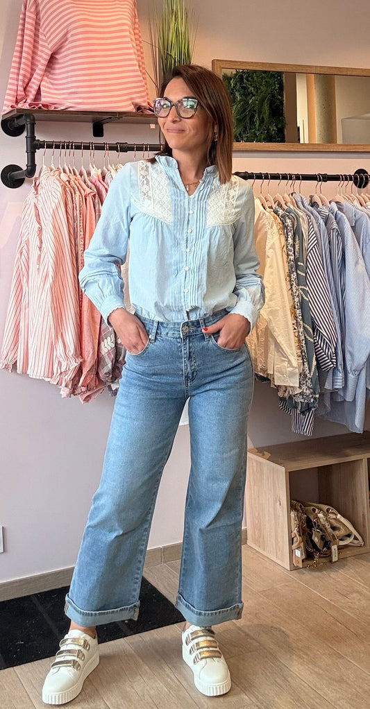 Jean Wide leg retroussé