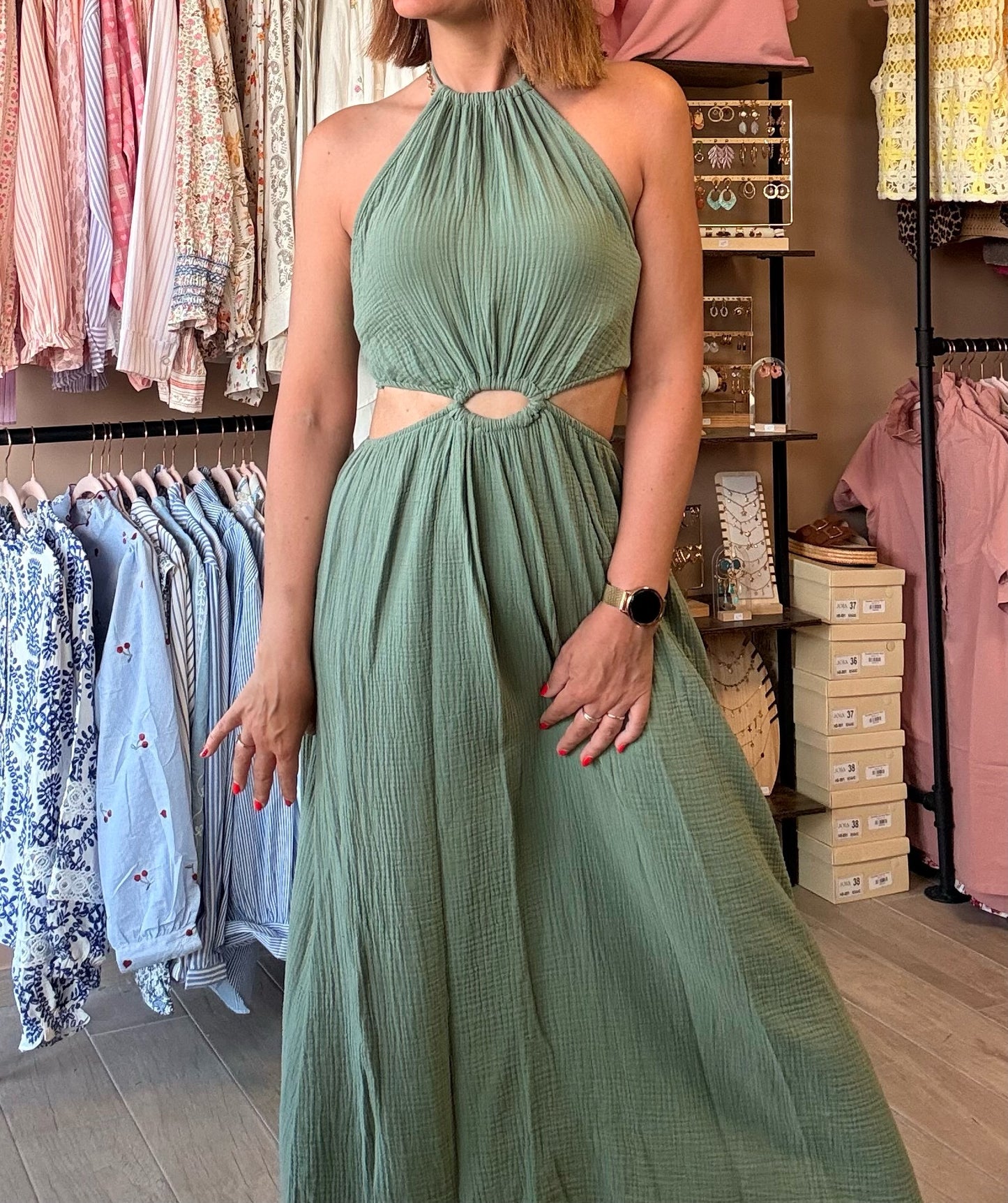 Robe ouverte Kaki