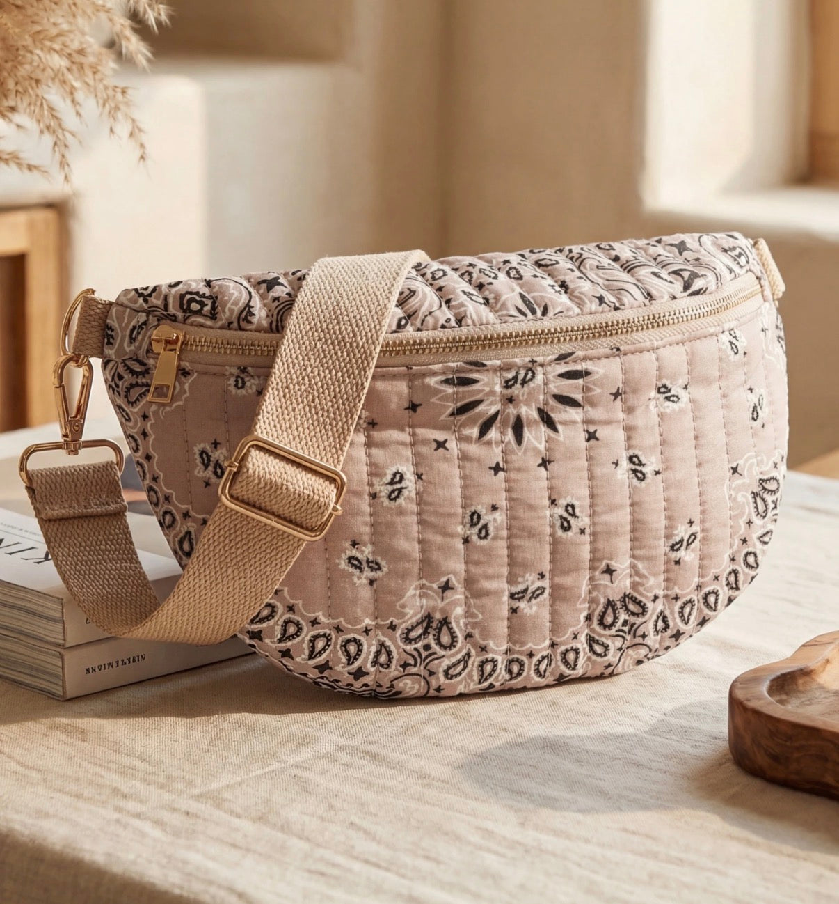Sac banane imprimé Taupe