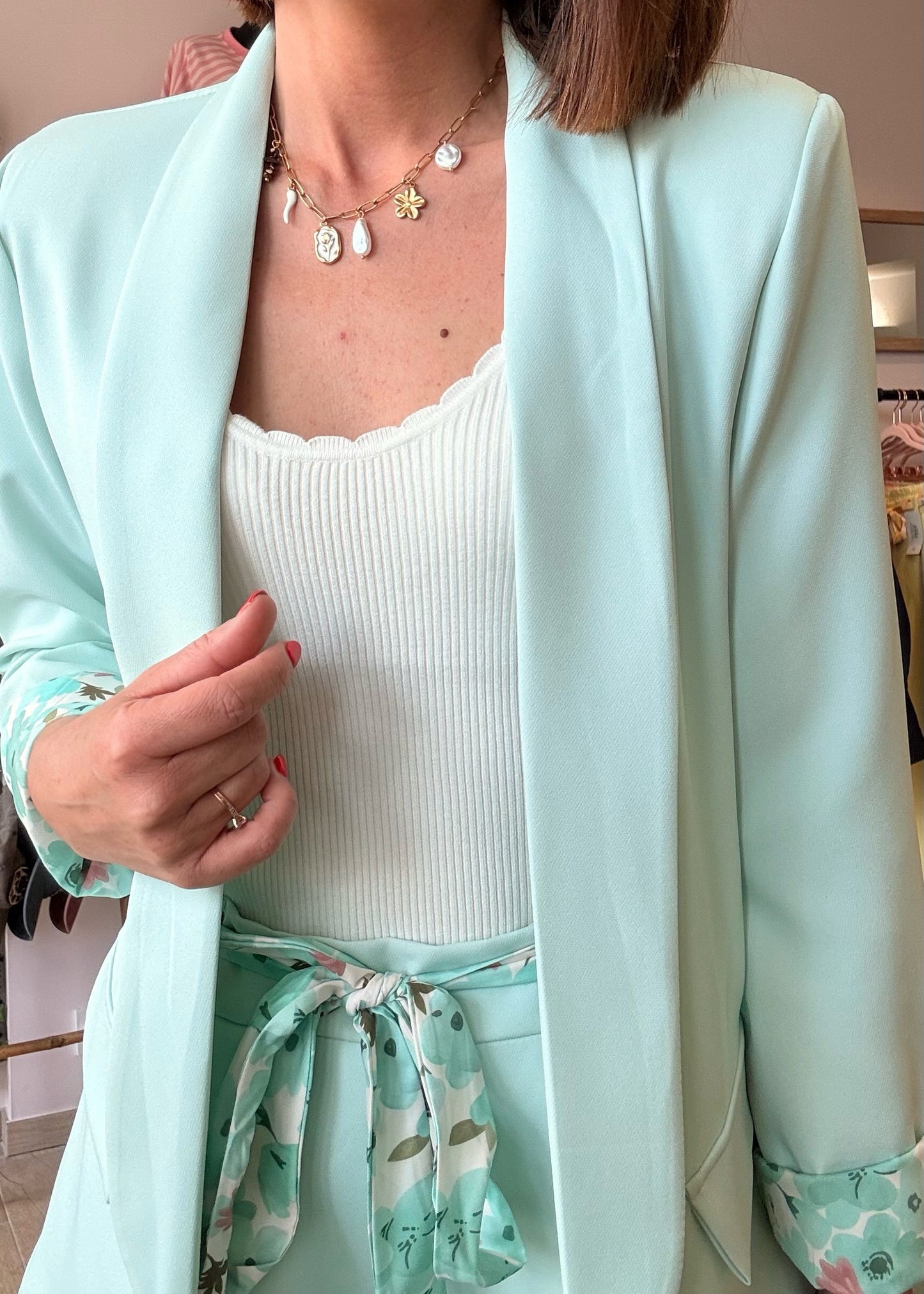 Blazer Vert d'eau/Fleuri