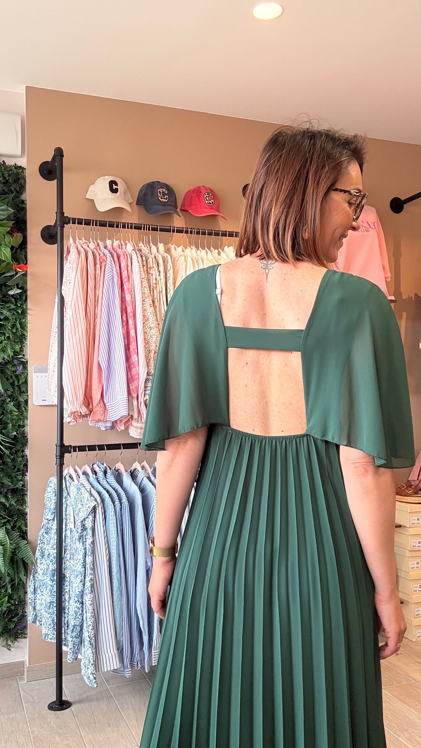 Robe Volante/Plissée Vert bouteille