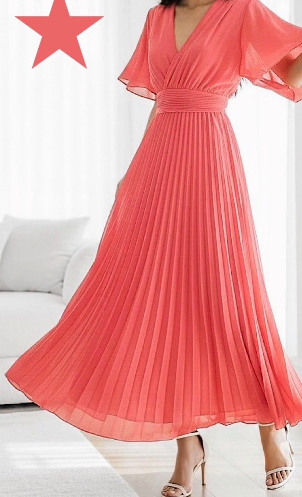 Robe Croisée/Plissée Corail