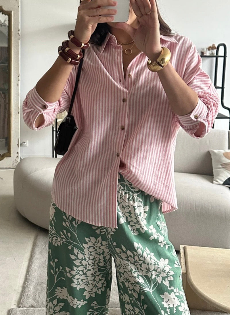 Chemise Rayée Rose/Blanche
