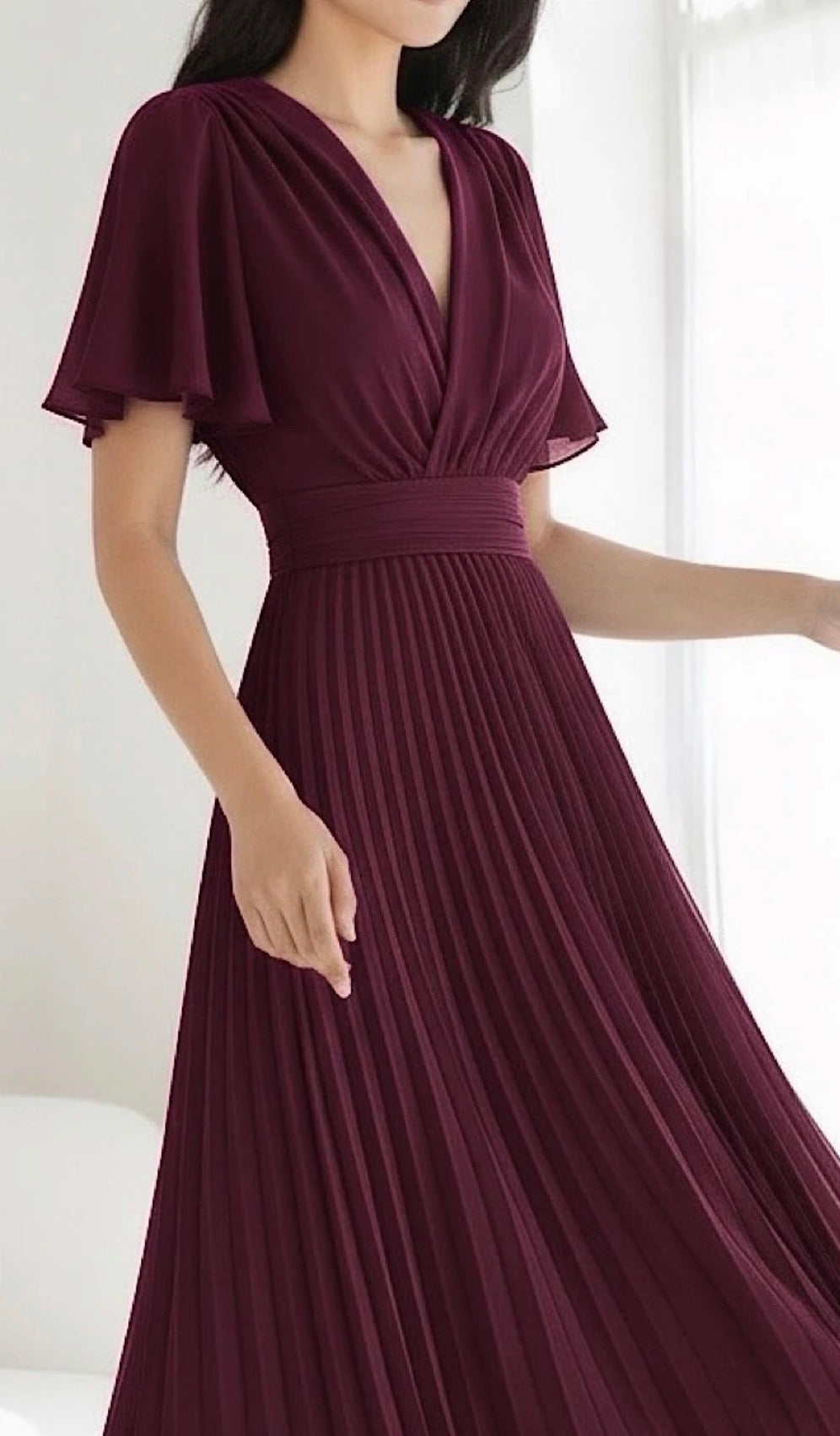 Robe Croisée/Plissée Bordeaux