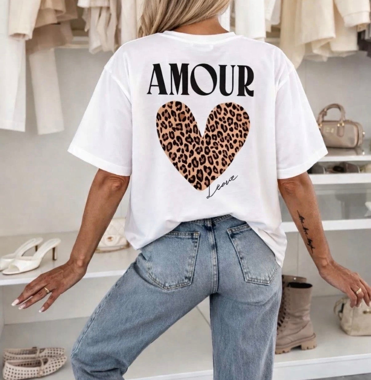 Tee Shirt Amour Léopard coeur