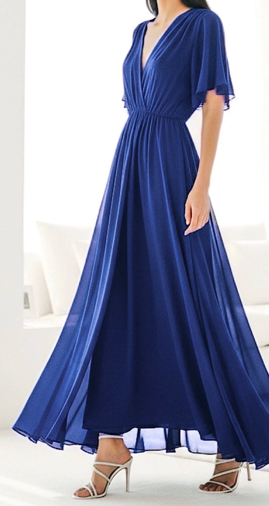 Robe longue fluide Bleu Roi
