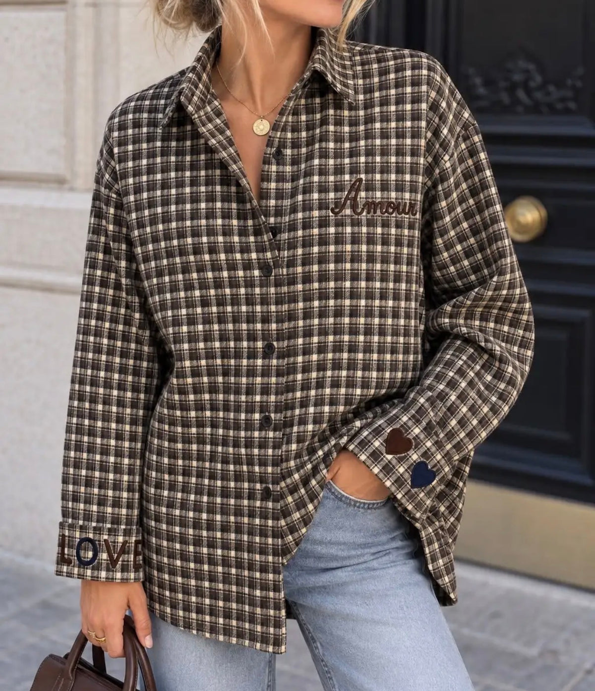 Chemise carreaux marron