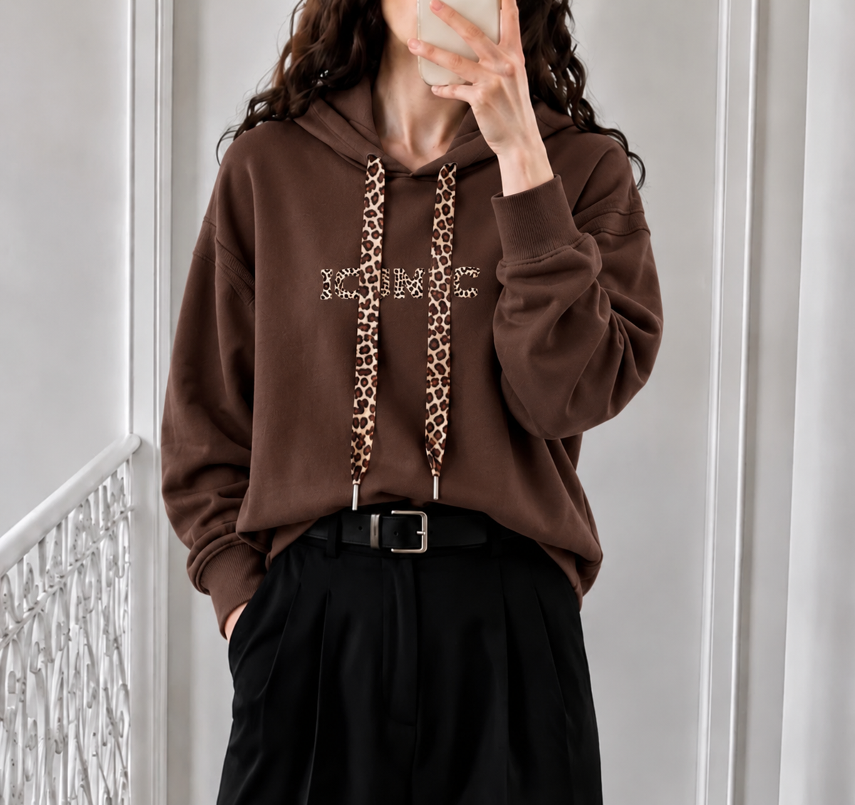 Sweat capuche Iconic Marron