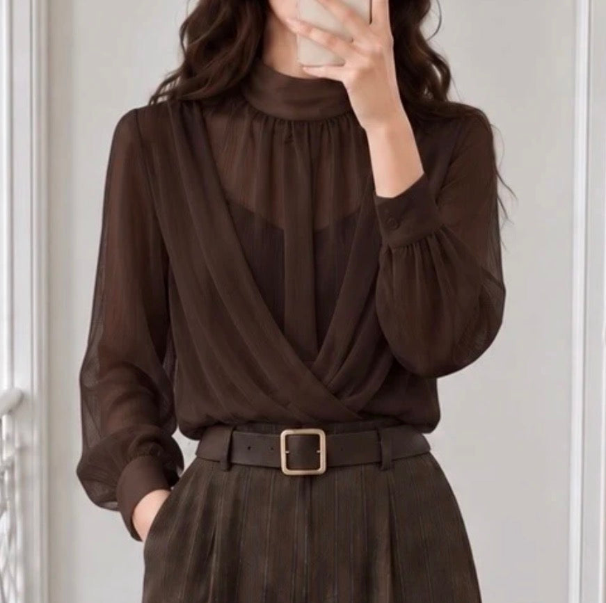 Blouse cache-coeur Marron