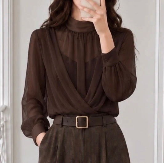 Blouse cache-coeur Marron