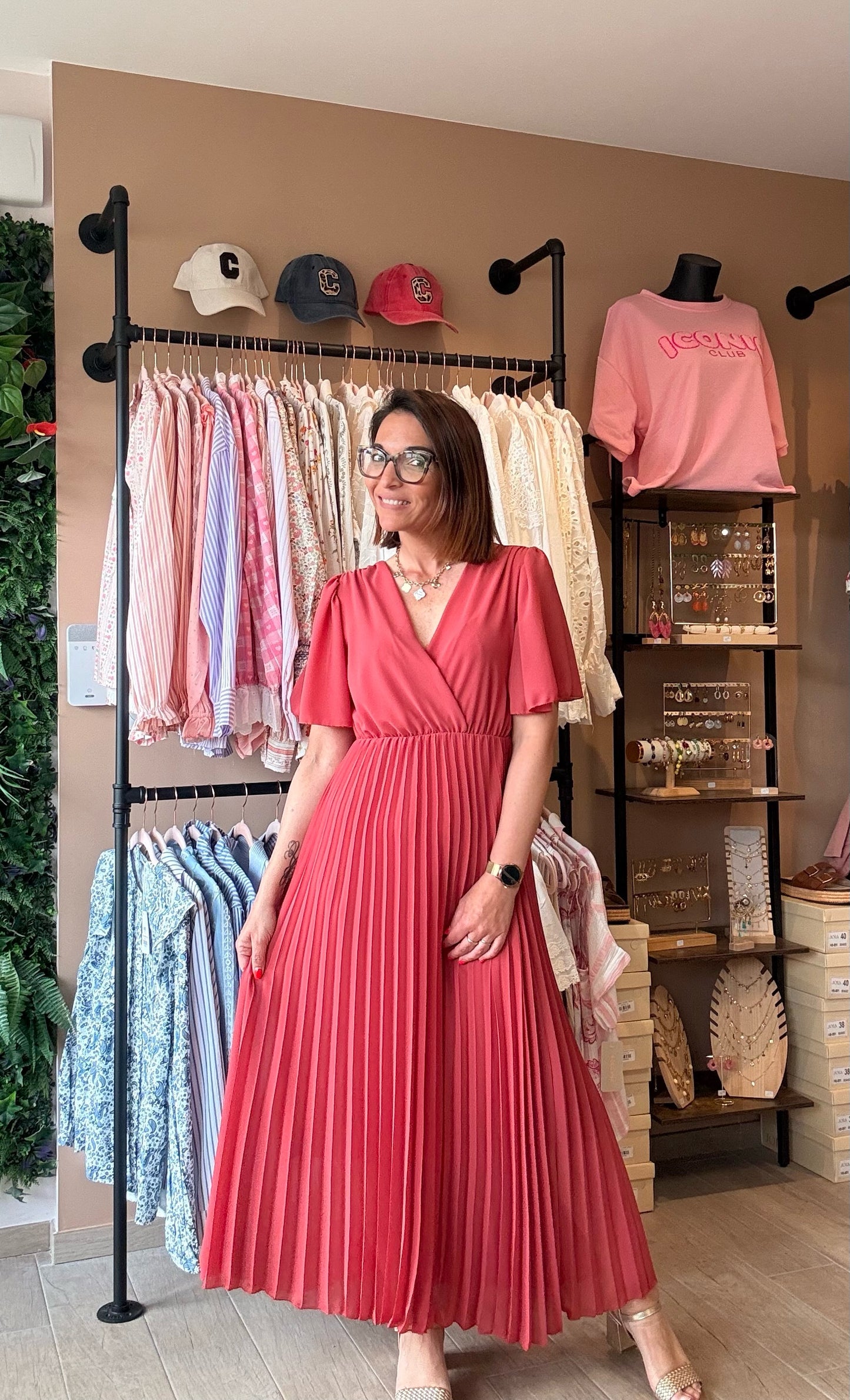 Robe Plissée Noeud Vieux rose