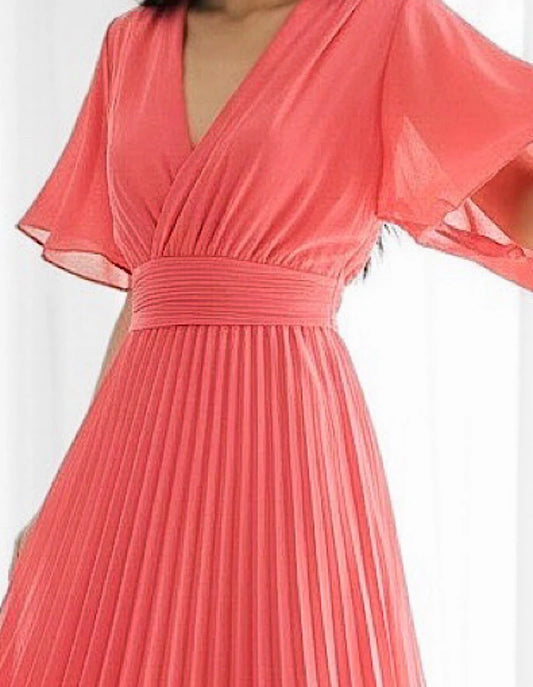 Robe Croisée/Plissée Corail