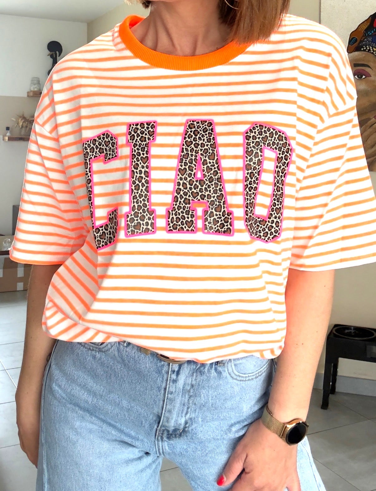 Tee Shirt Rayé Orange CIAO