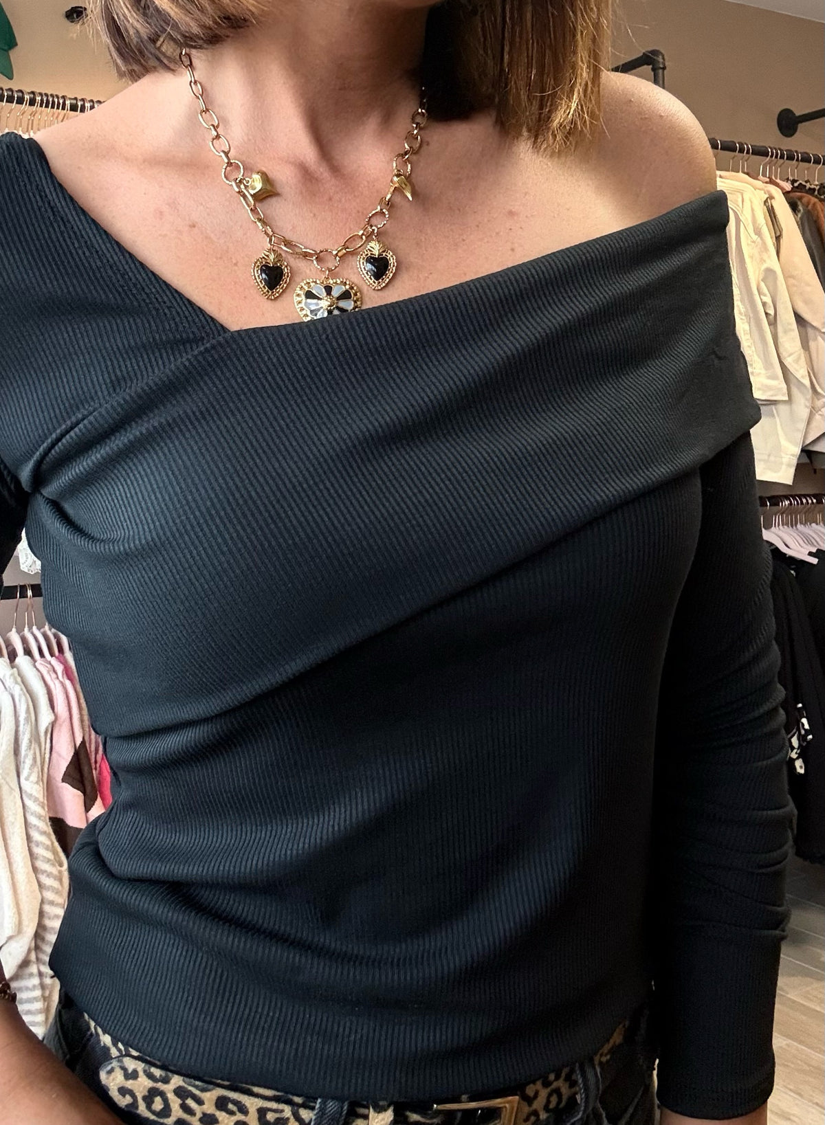 Top ML Epaule Noir