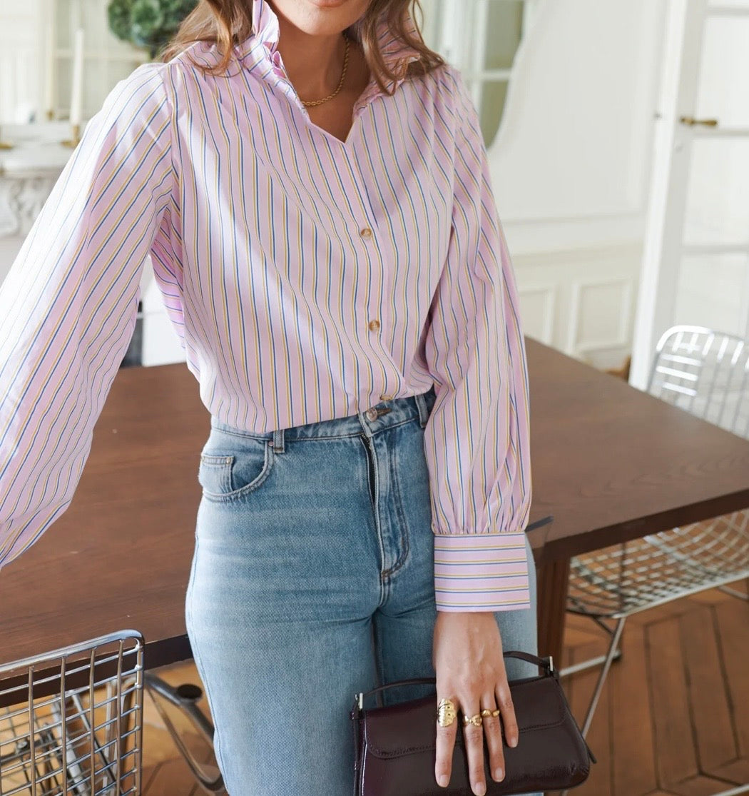 Chemise Rayée Rose