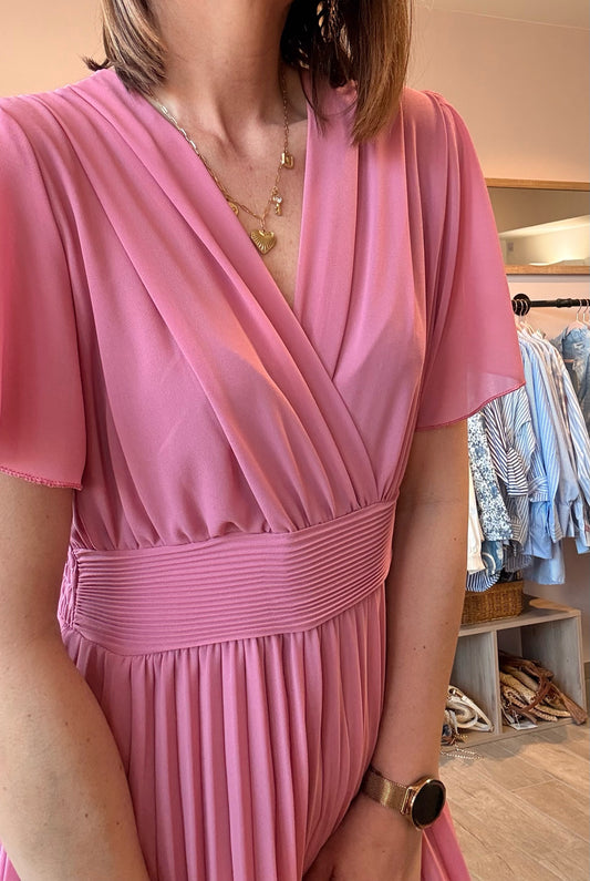 Robe Croisée/Plissée Rose