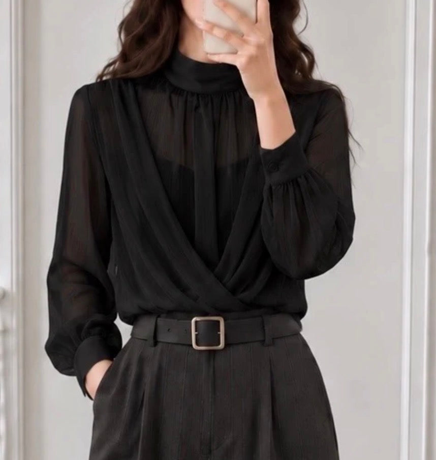 Blouse cache-coeur Noir