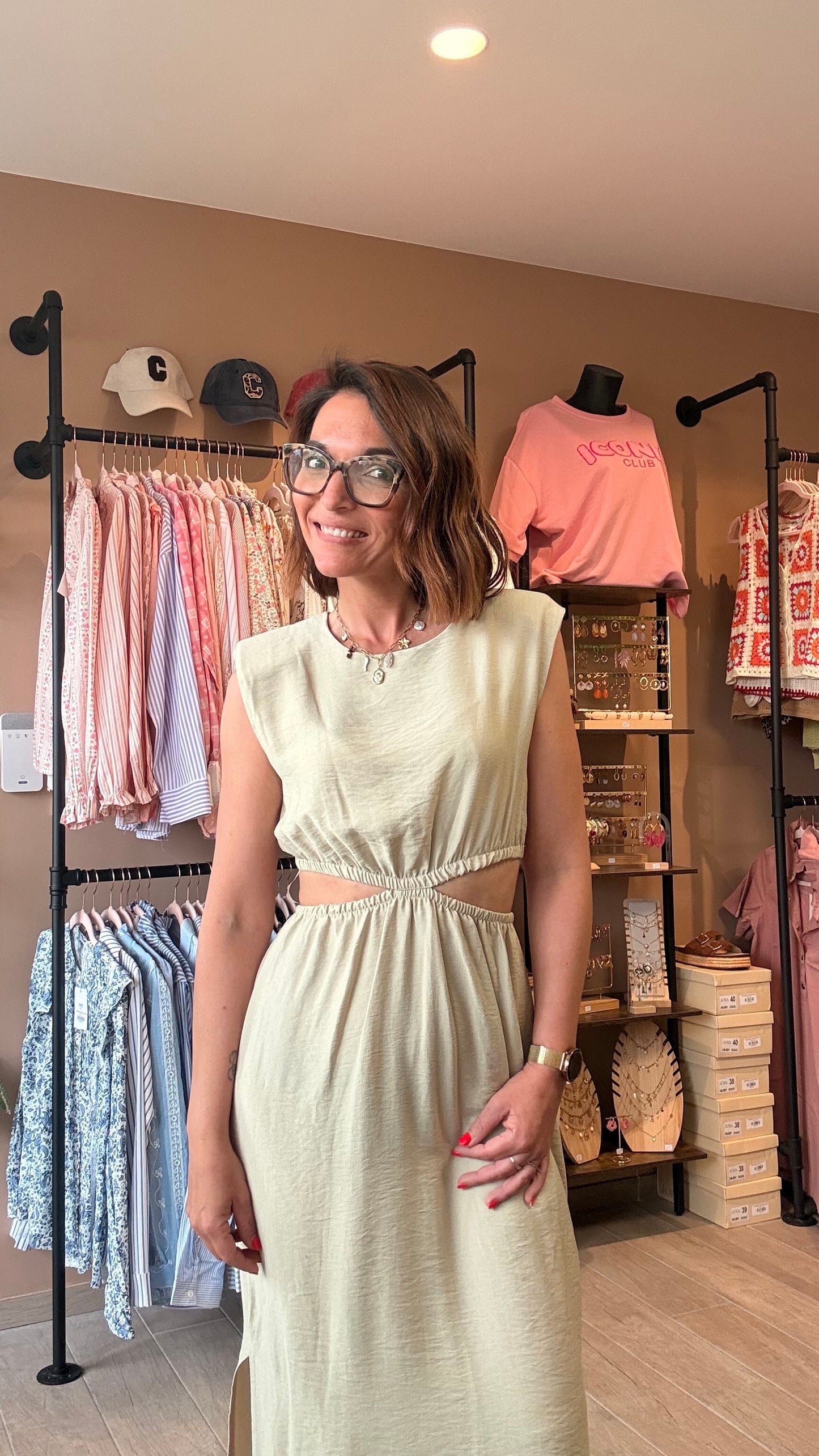 Robe longue Beige ouverte