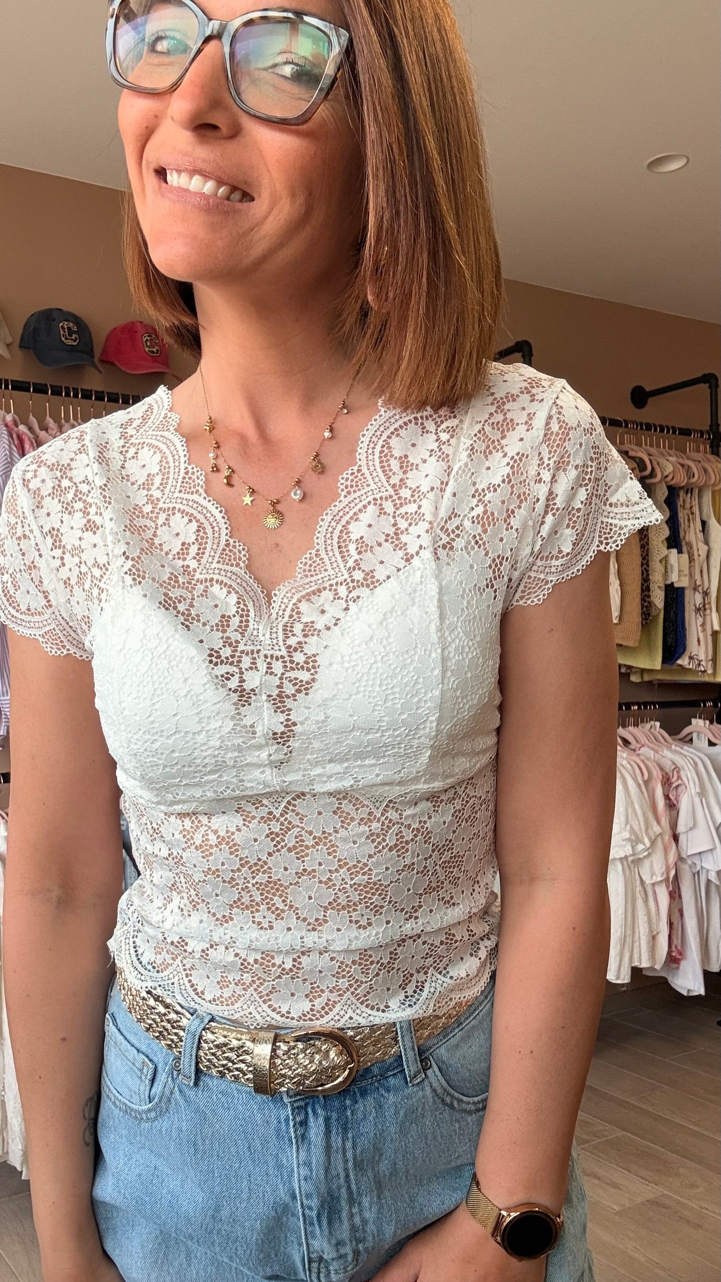 Top dentelle Blanc