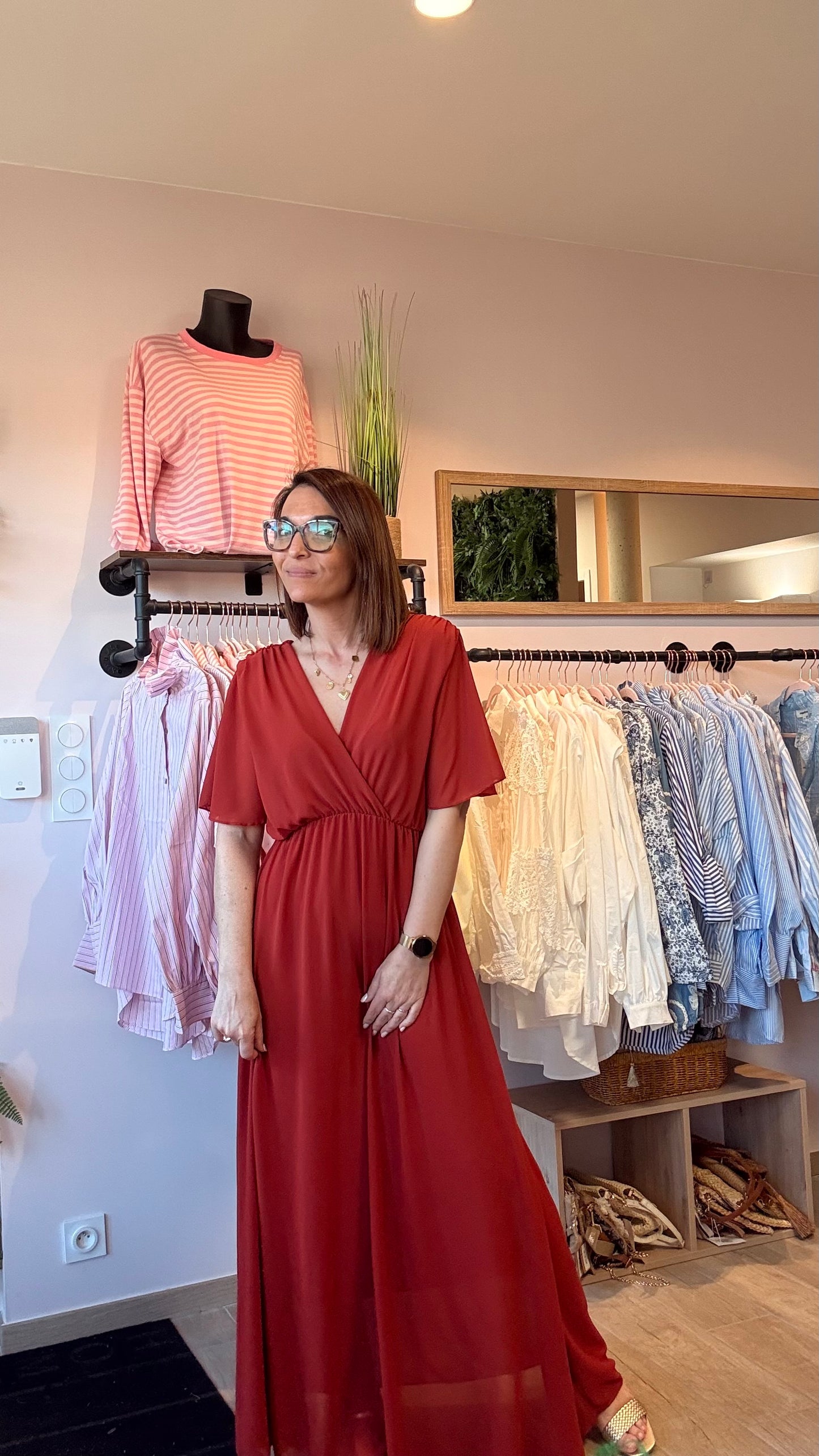 Robe longue fluide Terracotta