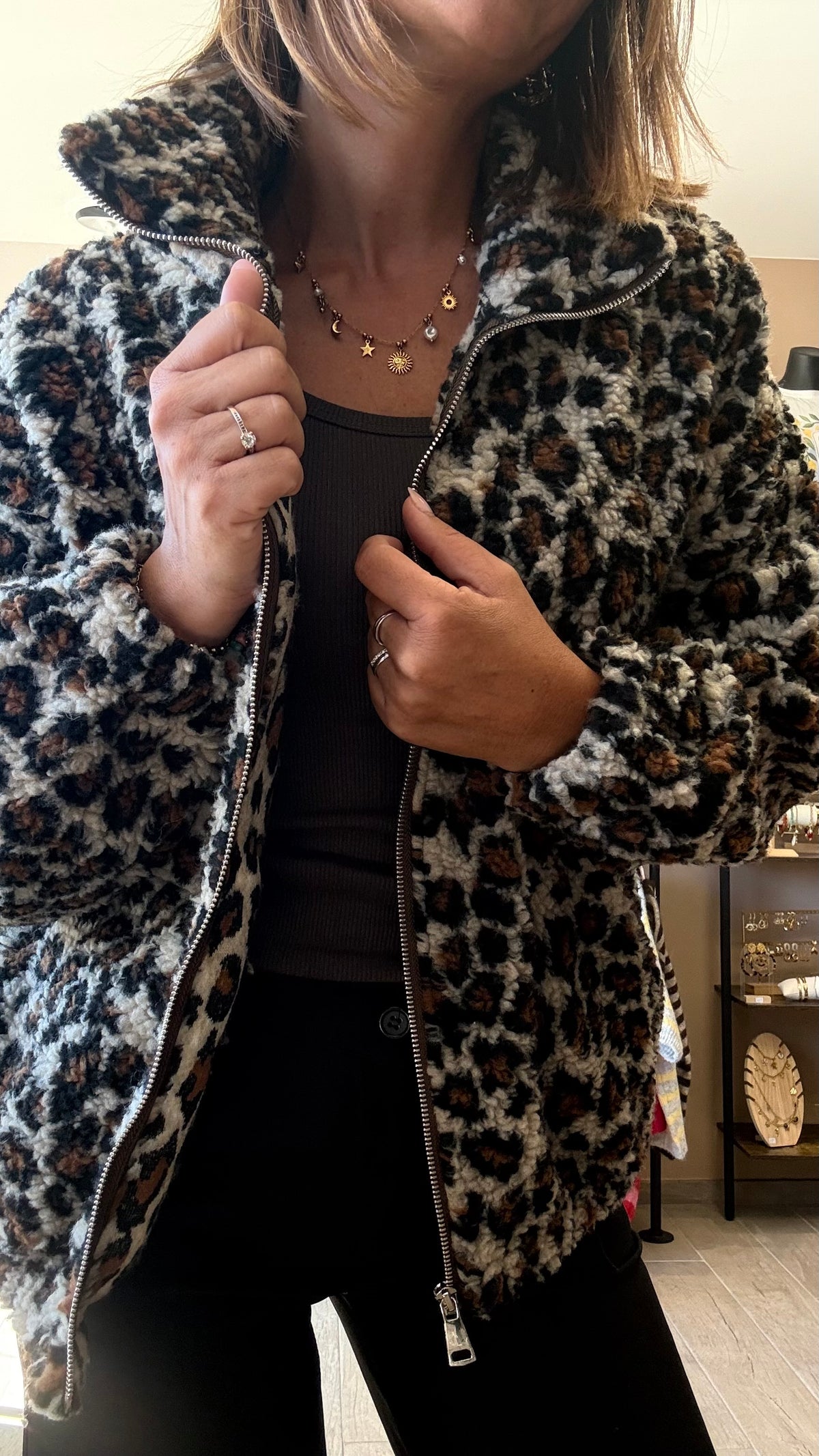 Veste moumoute Léopard