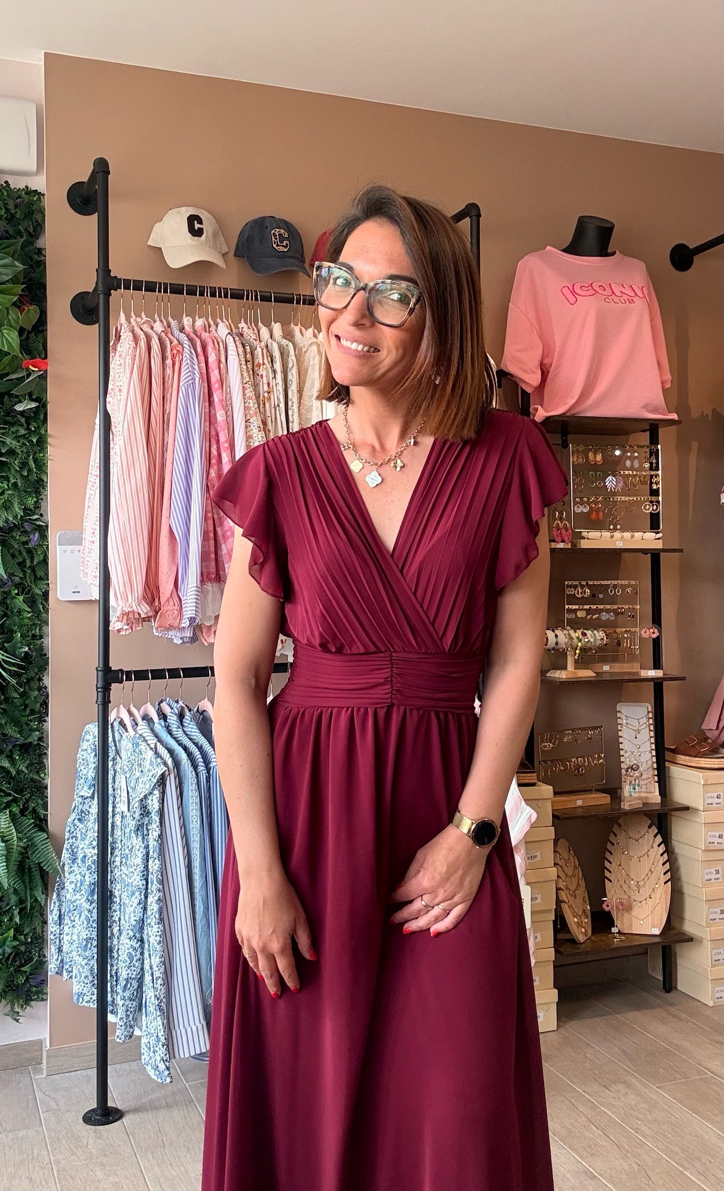 Robe Haut plissée Bordeaux