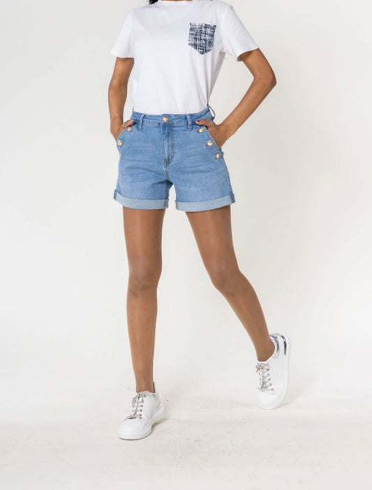 Short Jean Boutons dorés