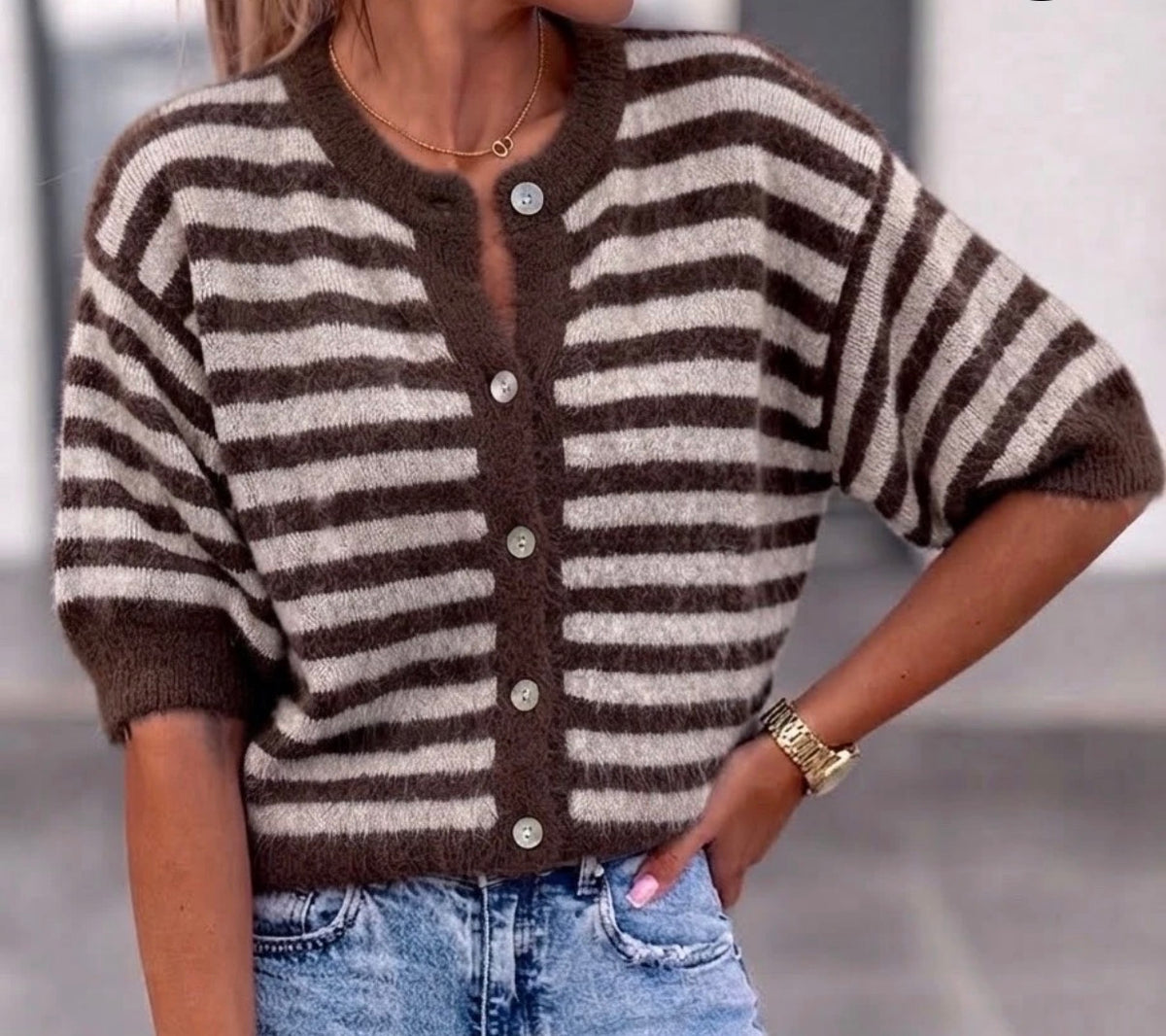 Gilet Rayé Marron