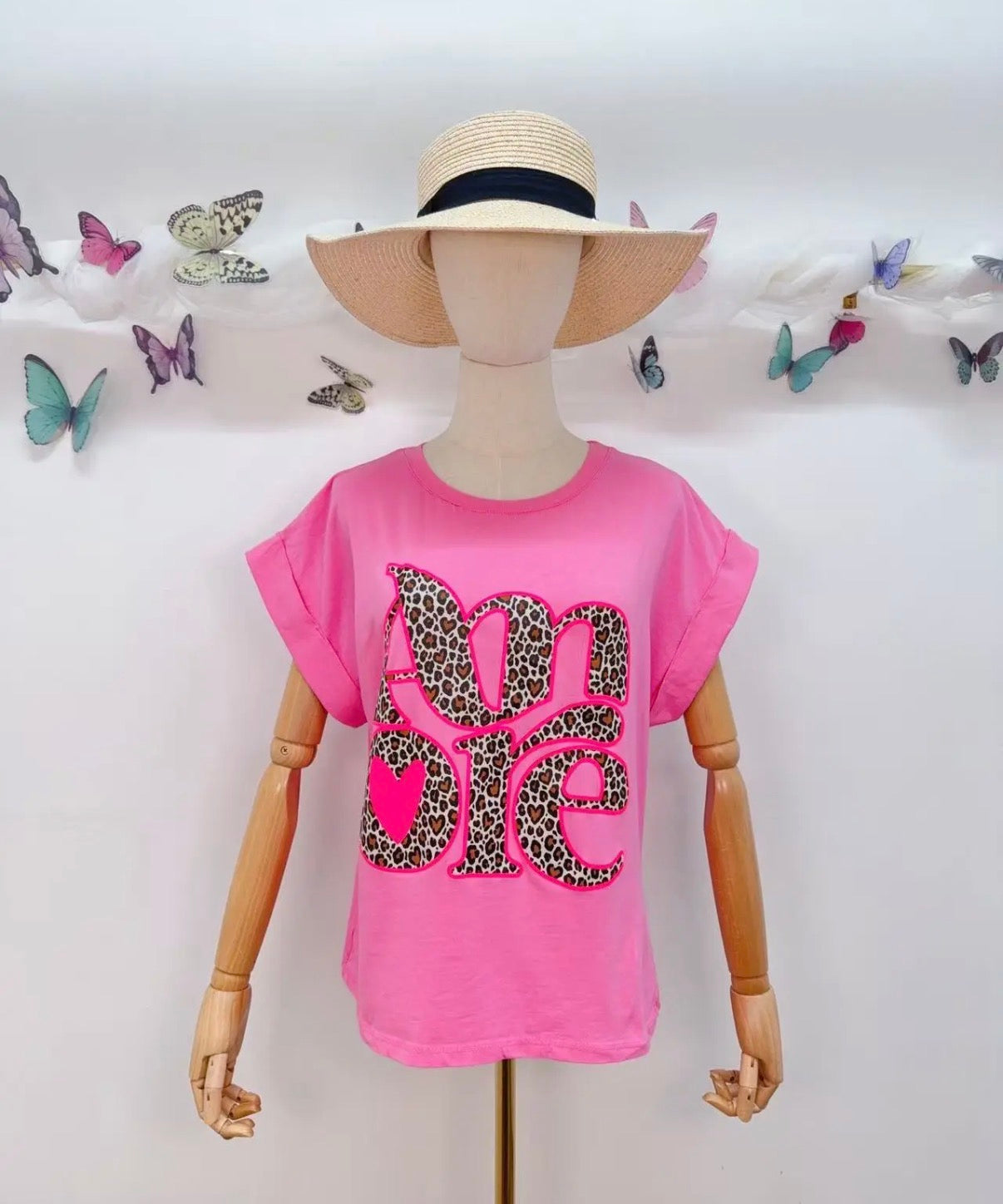 Tee Shirt Rose/Léopard AMORE