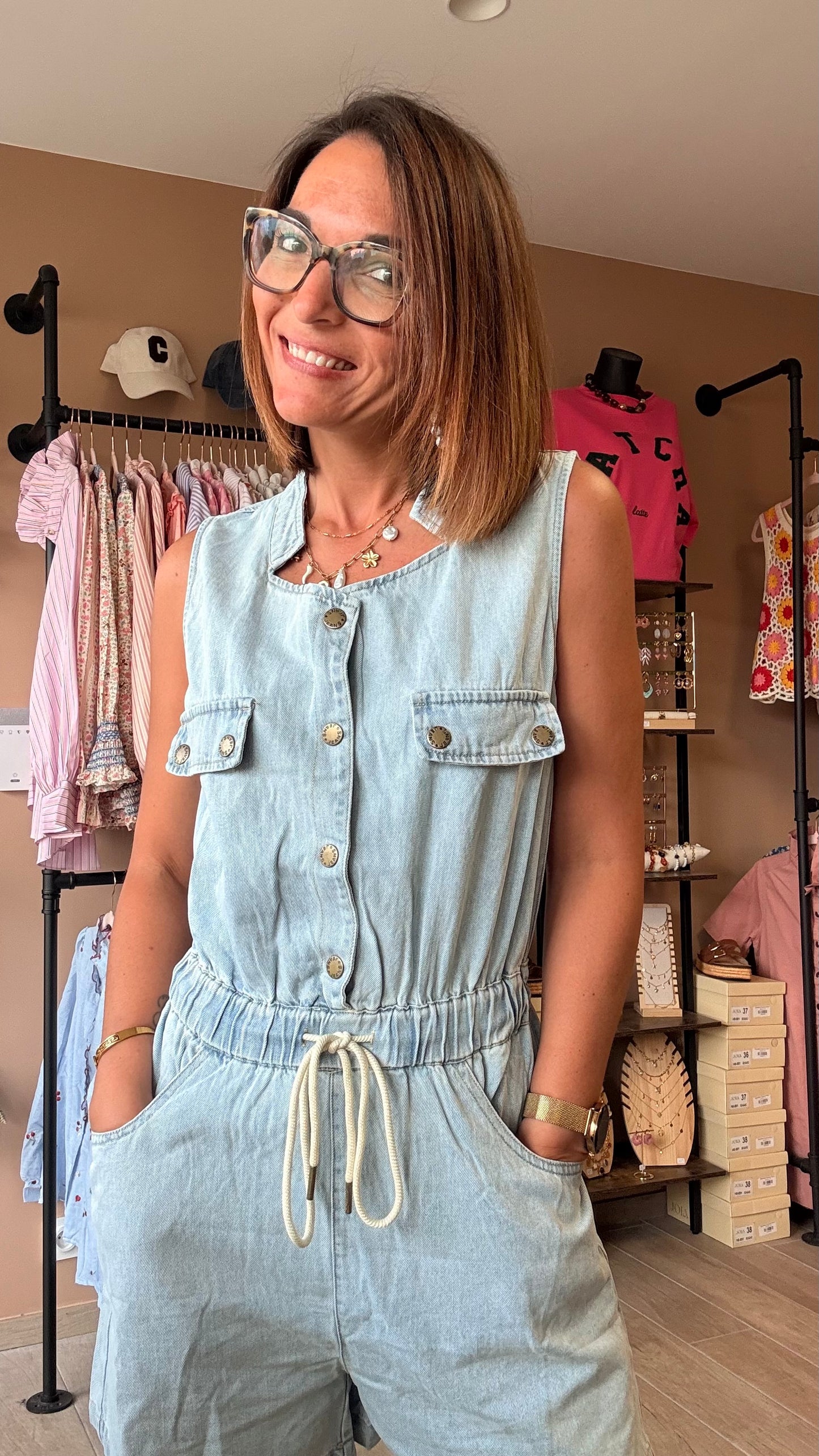 Combi-short Jean Bleue ciel