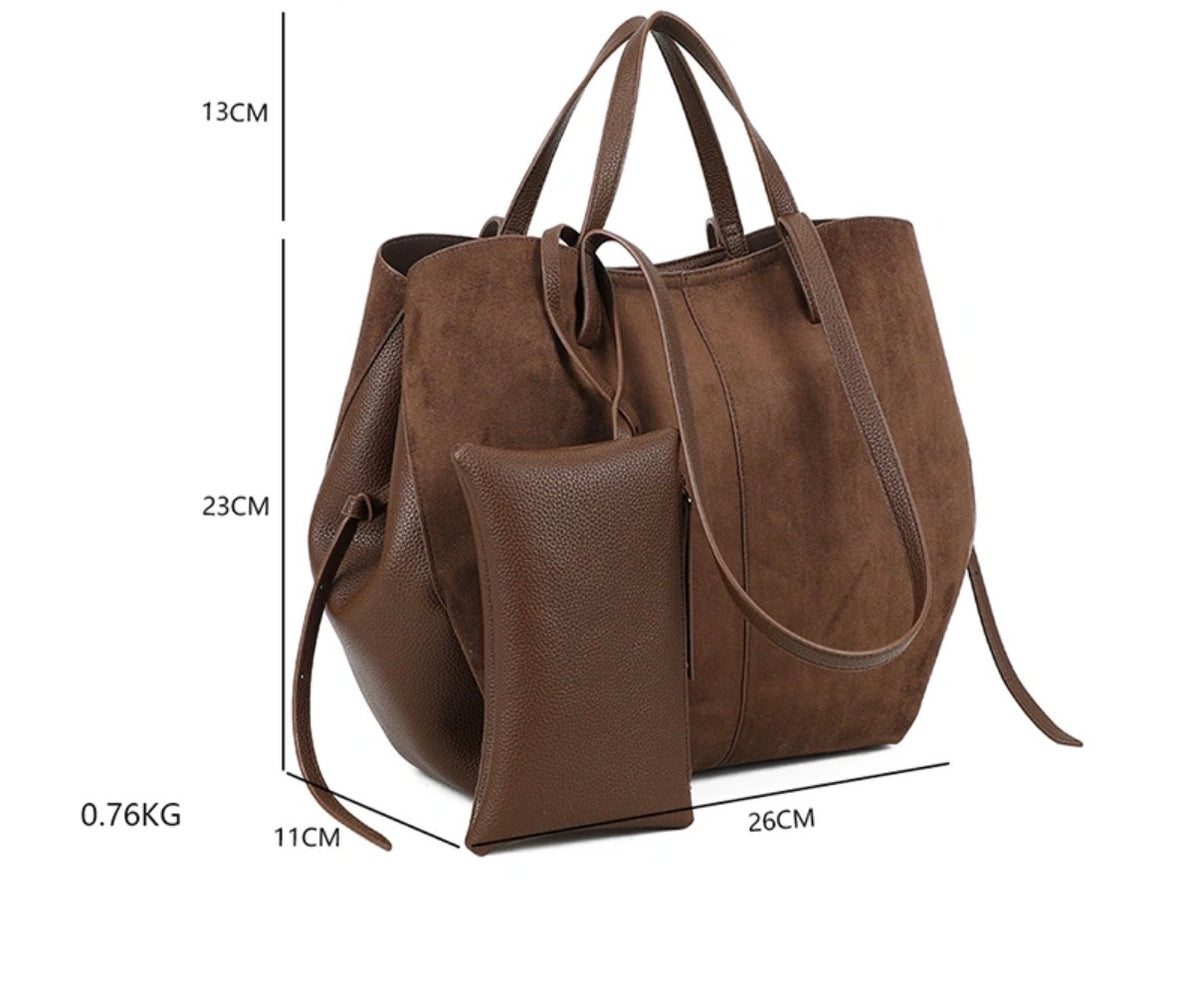 Sac Cabas Suédine Marron