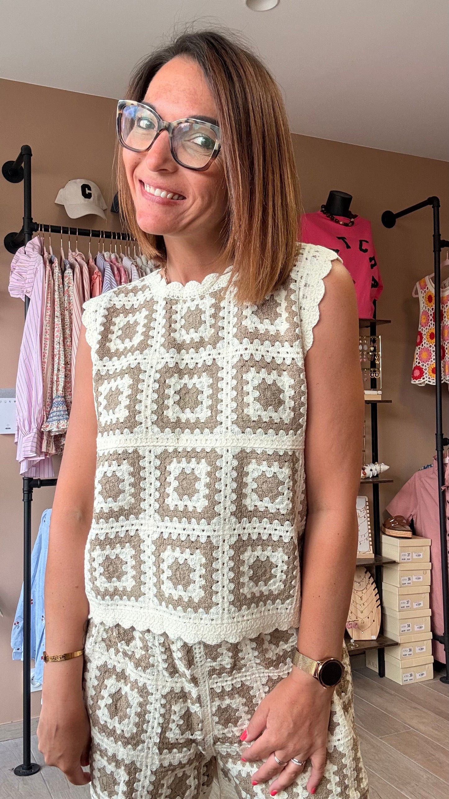Ensemble crochet Beige