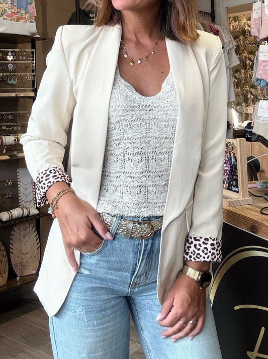 Blazer Beige/Léopard