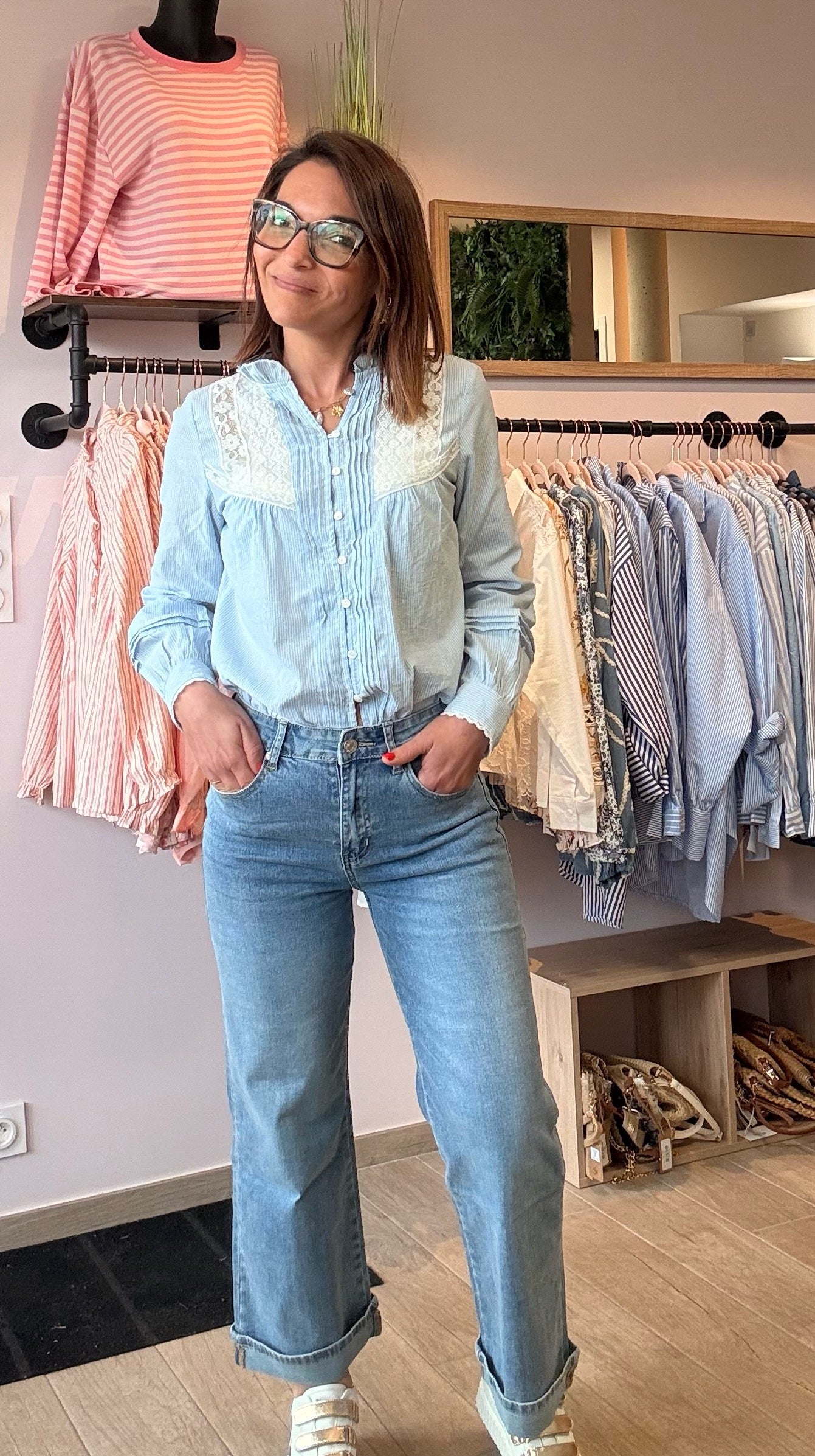 Jean Wide leg retroussé