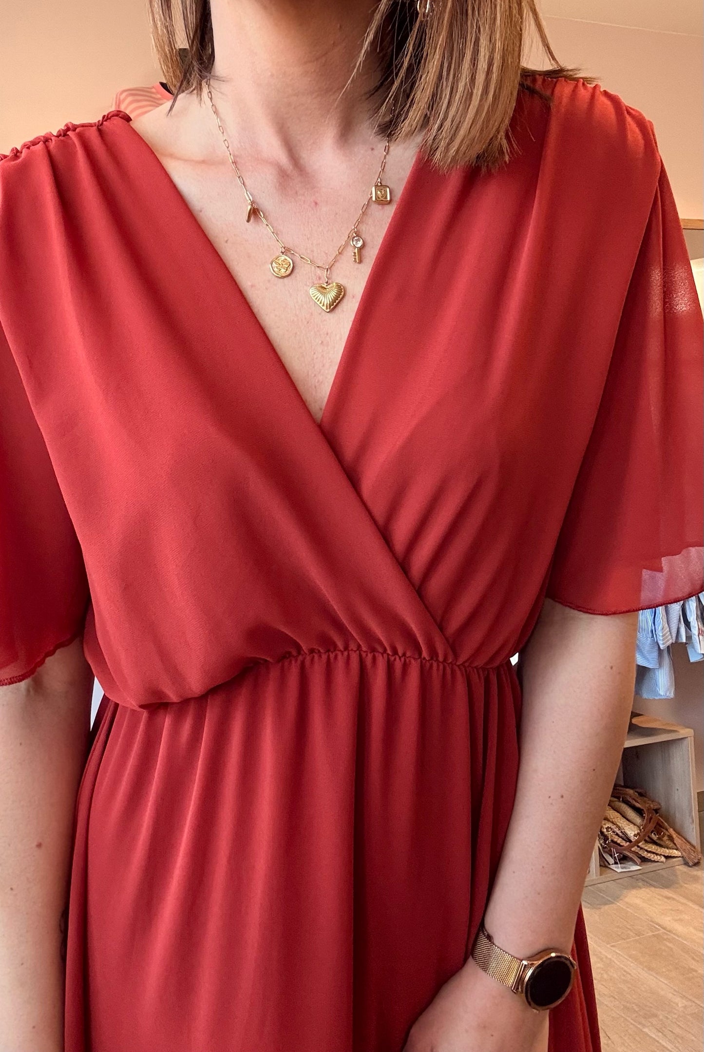 Robe longue fluide Terracotta