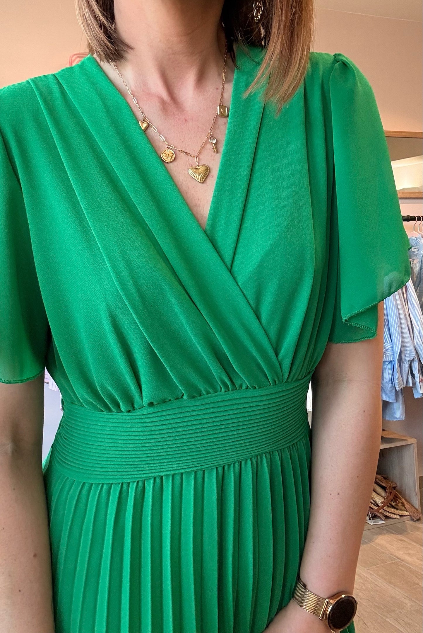 Robe Croisée/Plissée Vert