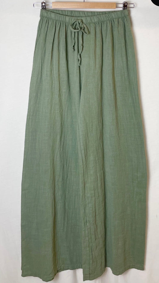 Pantalon Coton/Lin Kaki