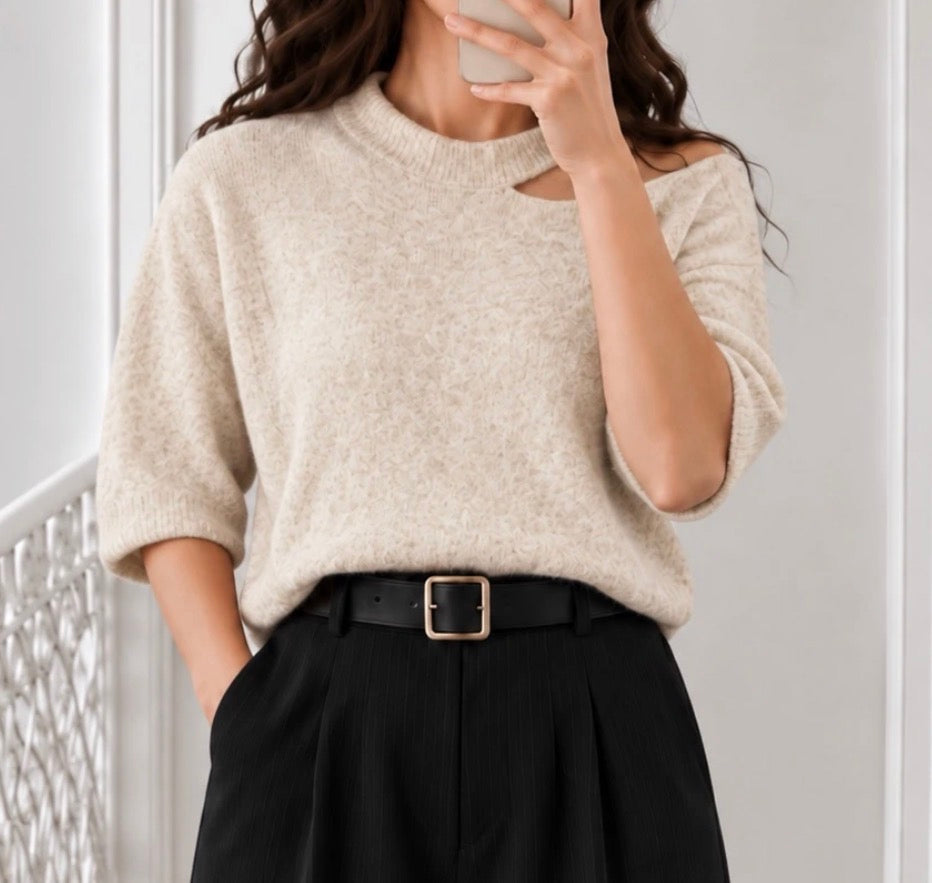Pull épaule Beige
