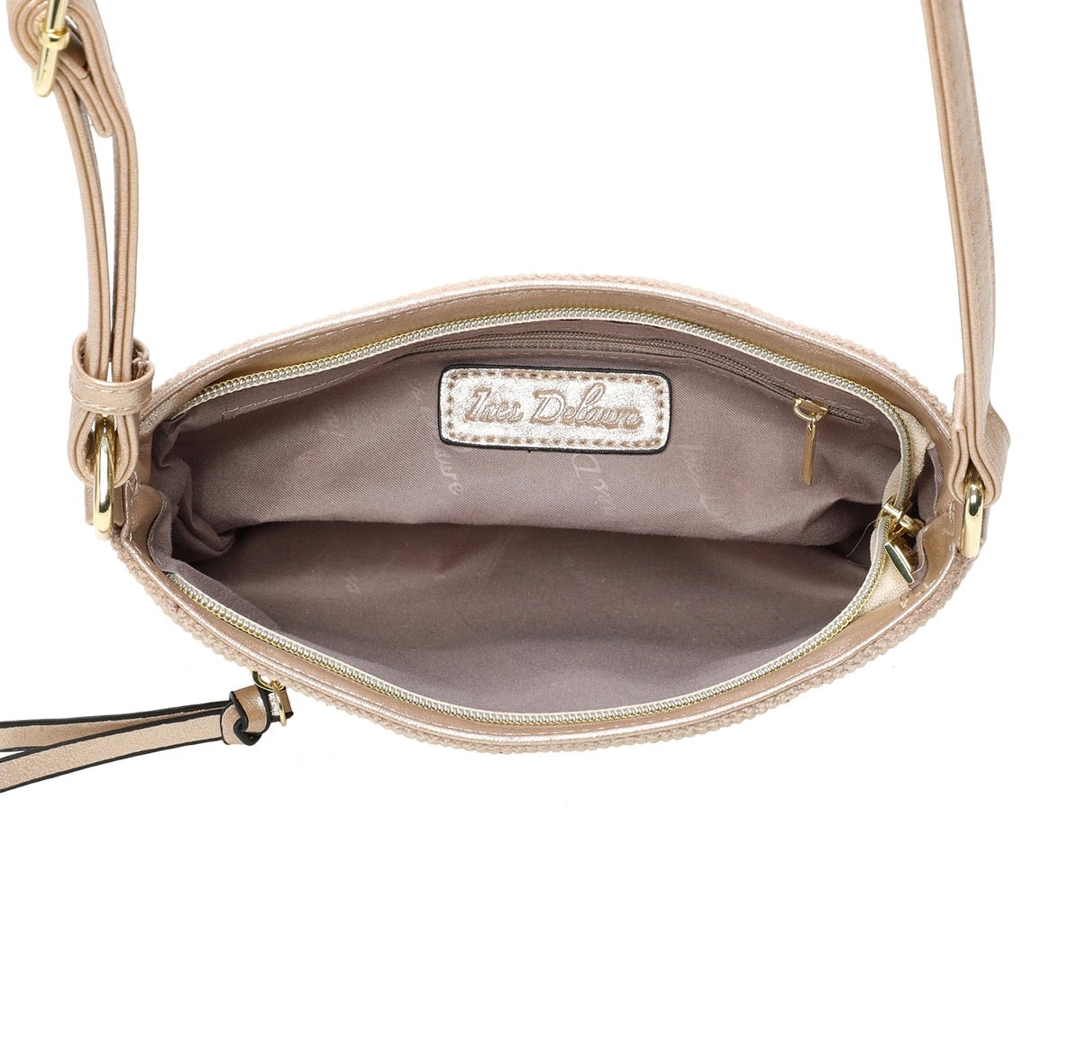 Pochette bi-matière Beige