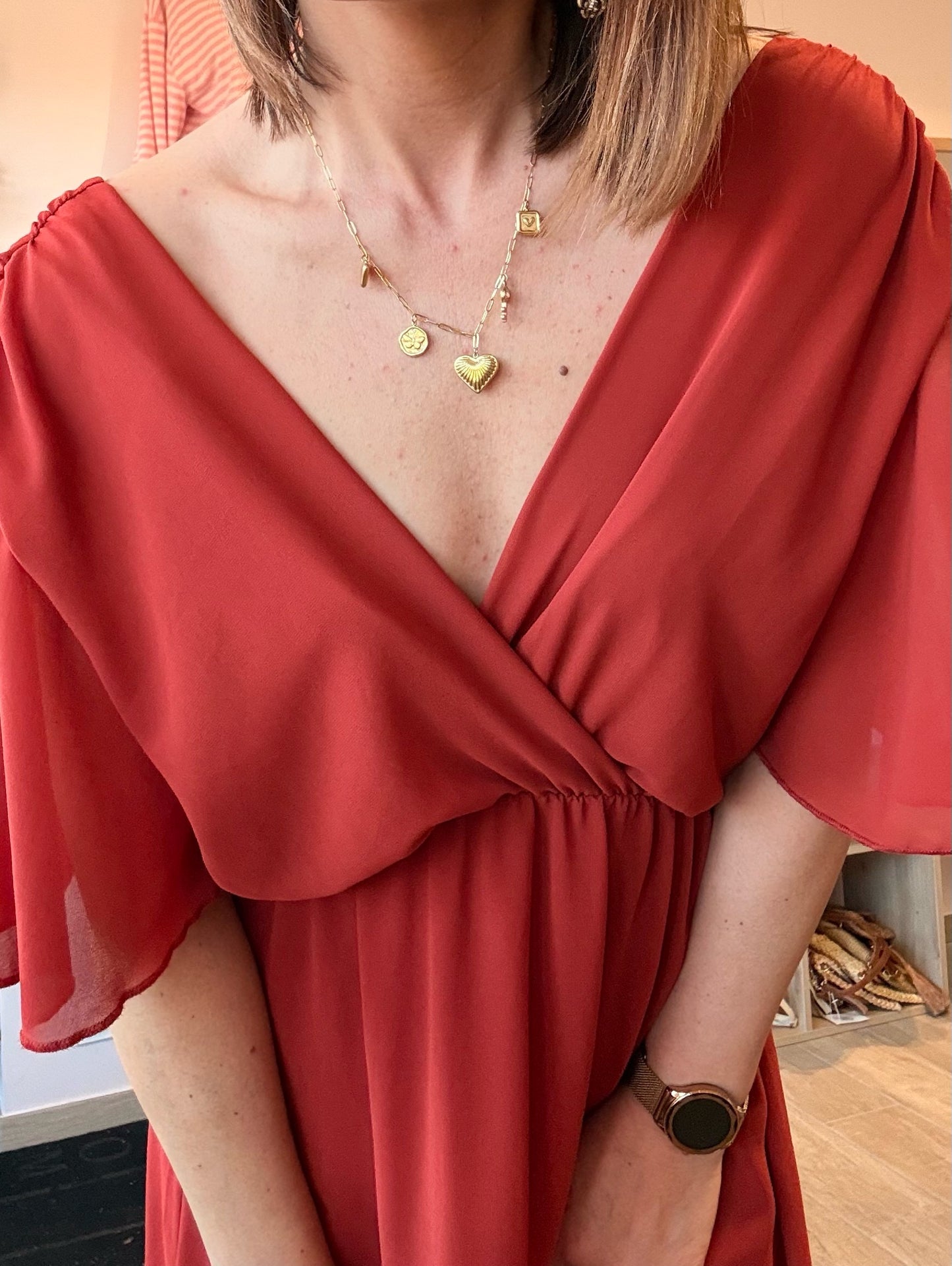 Robe longue fluide Terracotta