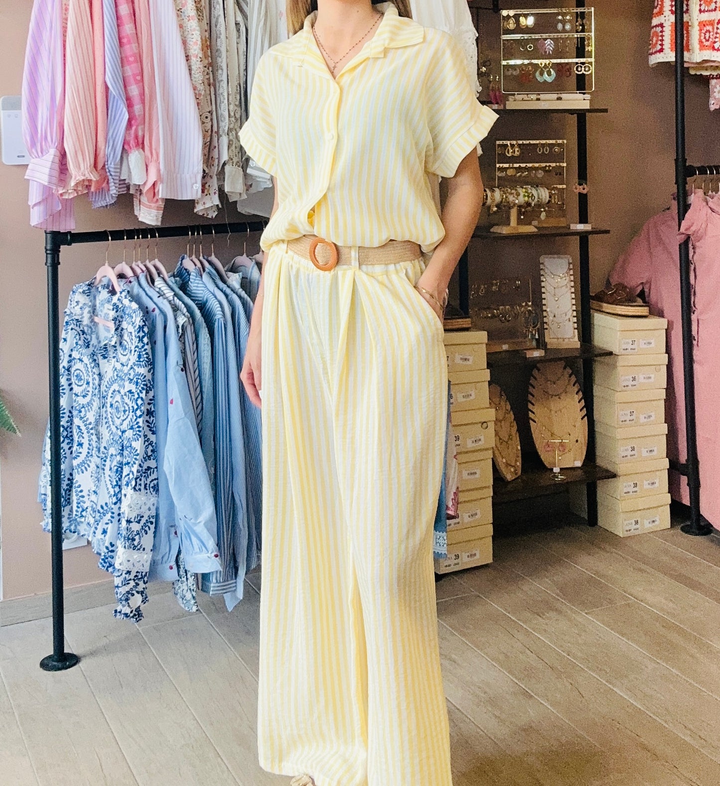 Ensemble rayé Jaune