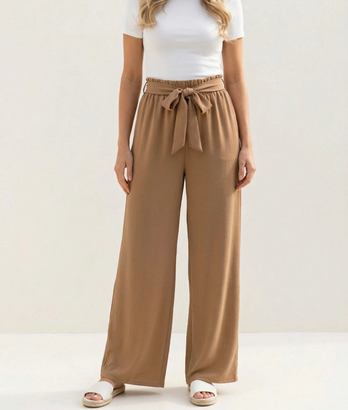 Pantalon Fluide Uni Camel