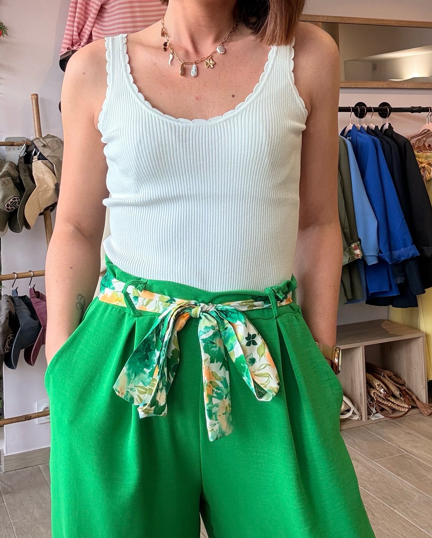 Pantalon Fluide Vert