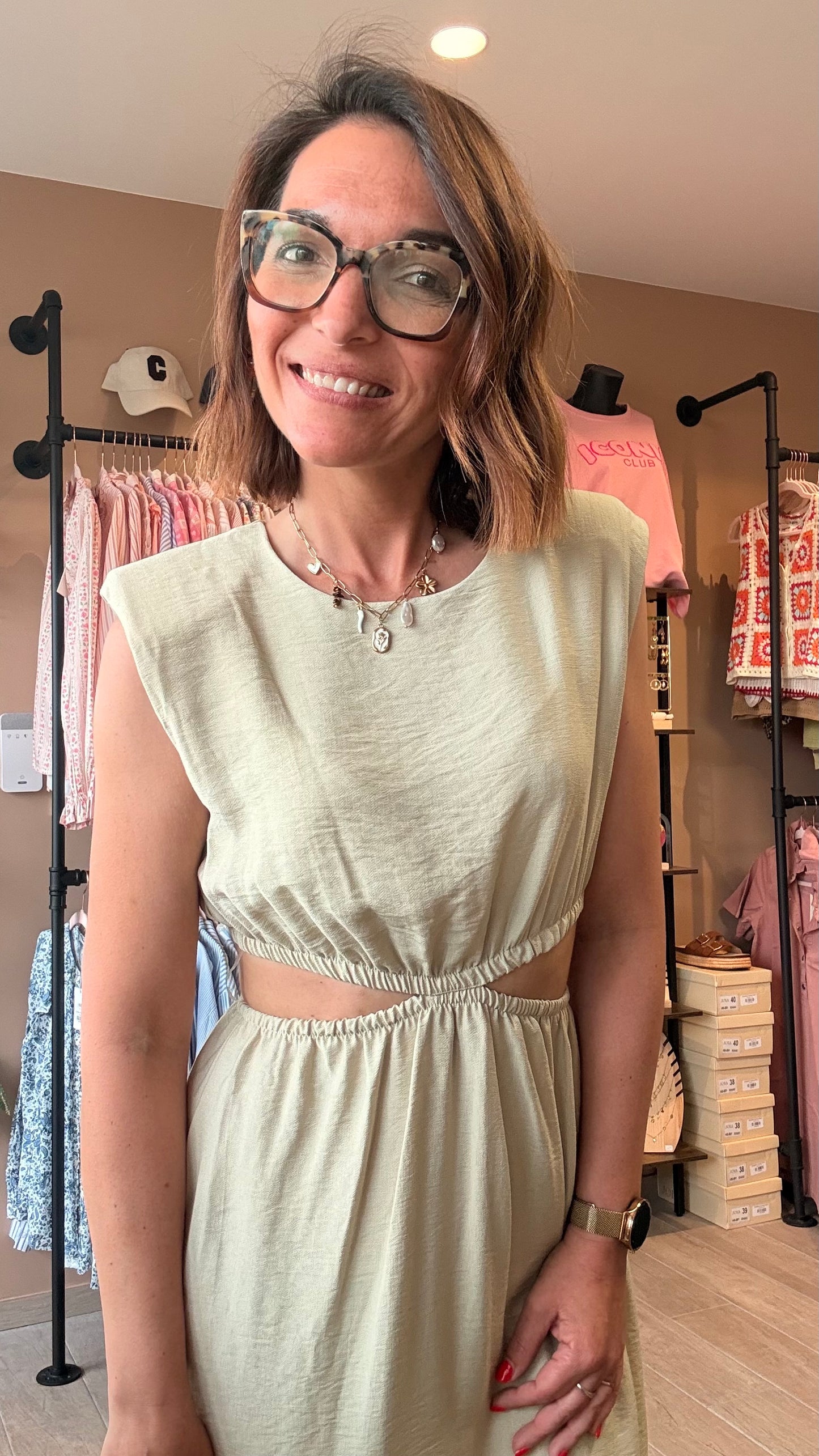 Robe longue Beige ouverte