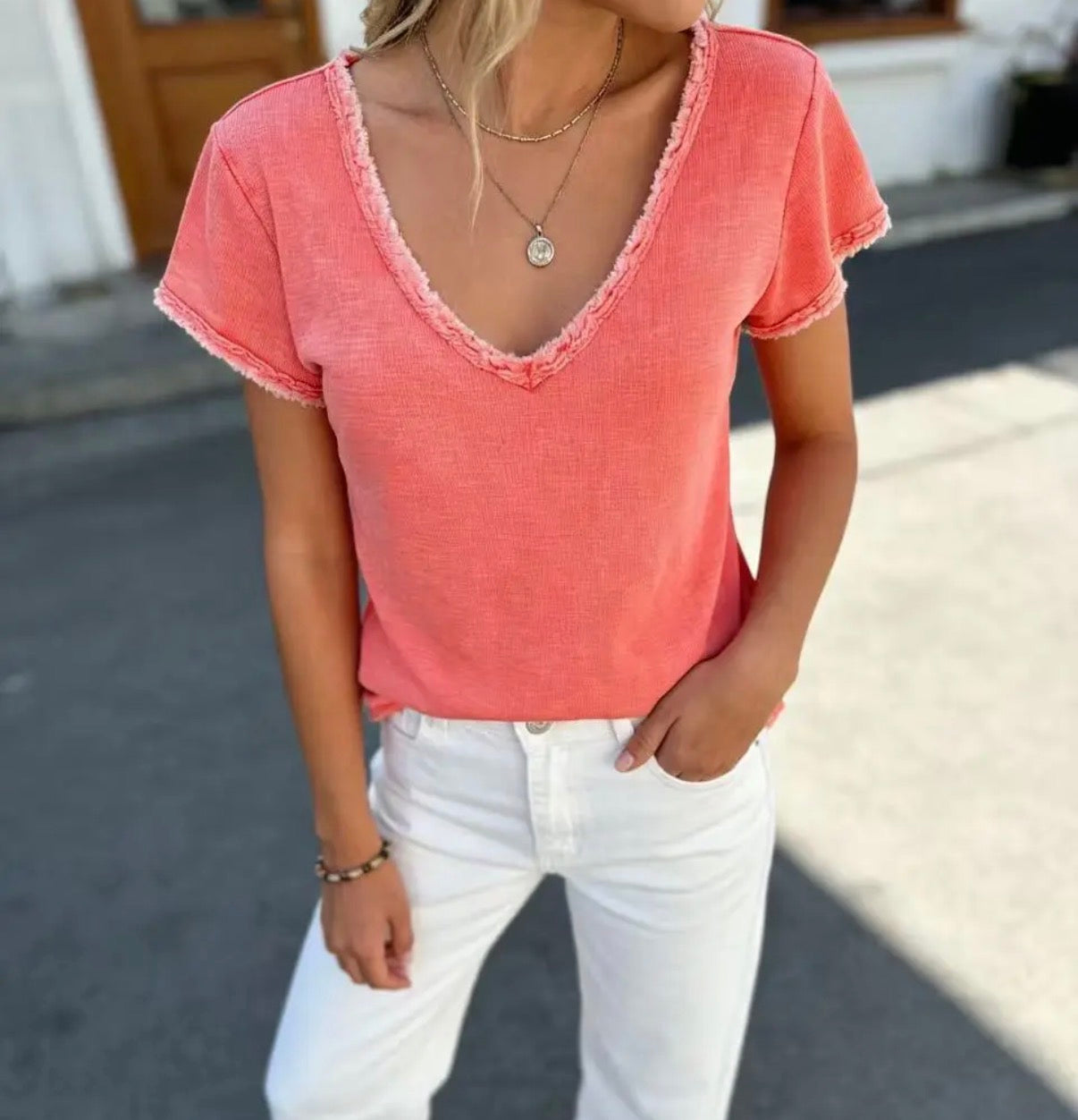 Tee Shirt V Corail