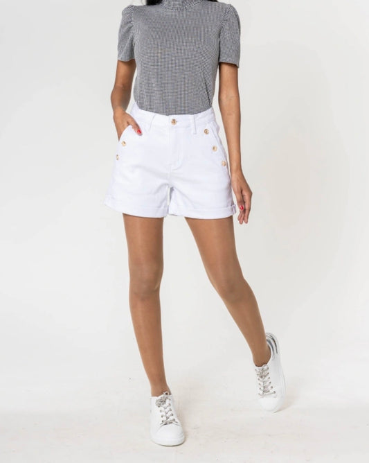 Short Jean Blanc Boutons dorés